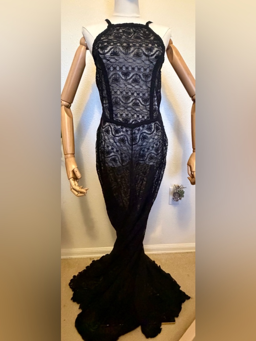 Kendall & Kylie Black Lace Mermaid Evening Gown